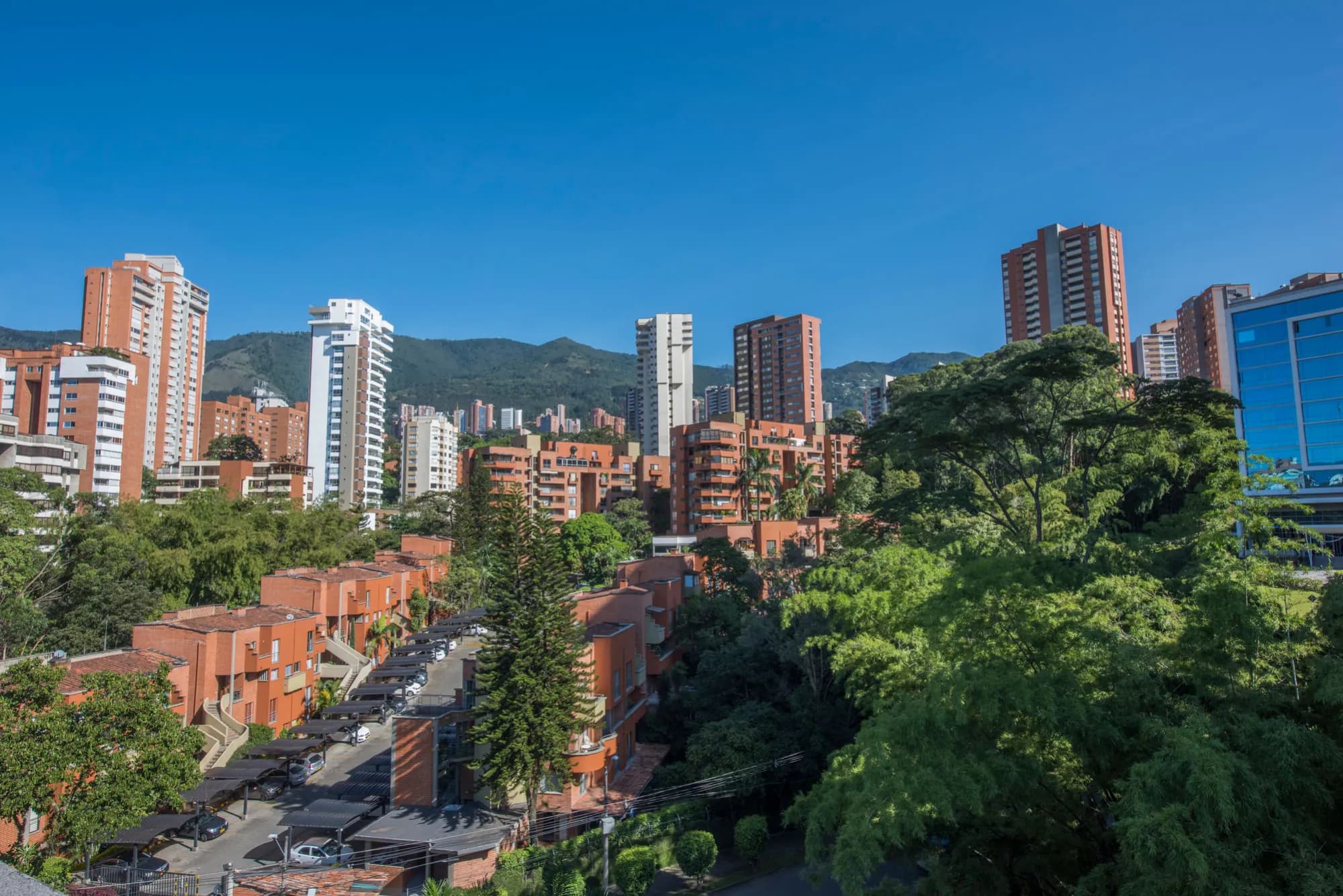 El Poblado, Medellín, seen across the valley towards the mountains